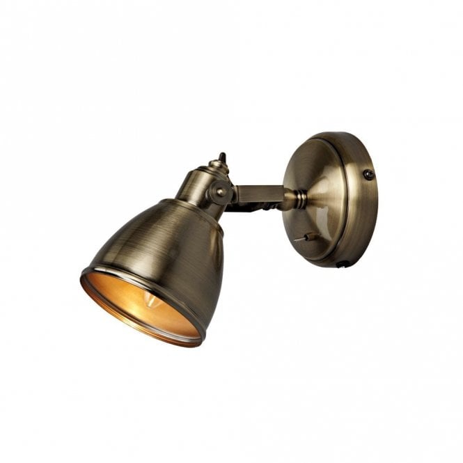 Markslojd Backa Single Wall Spotlight In Antique Brass Finish with Plug