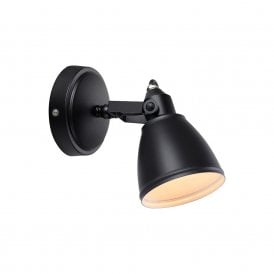 Fjallbacka Single Light Bathroom Wall Spotlight Fitting In Black Finish