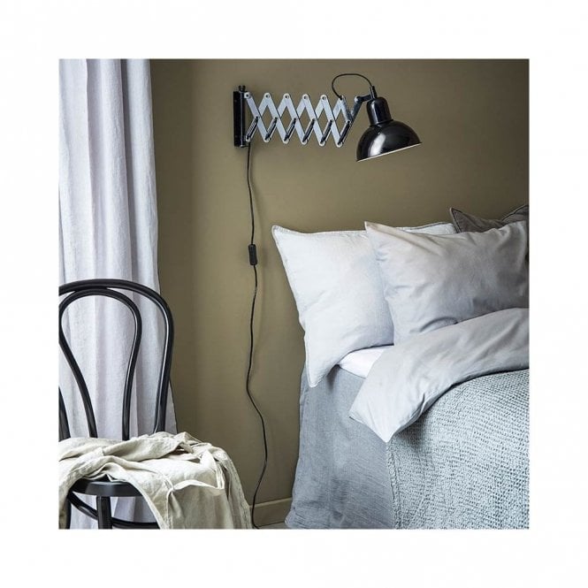 Markslojd Riggs Single Light Extendable Metal Wall Fitting with Plug in Black Finish