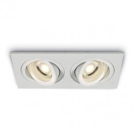 Bay Rectangle Adjustable Twin Downlight - White