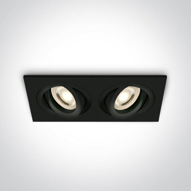 One Light Bay Twin Adjustable Recessed Fixed Downlight - Black