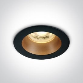 Cove Recessed Fixed Downlight - Black with Brass Reflector