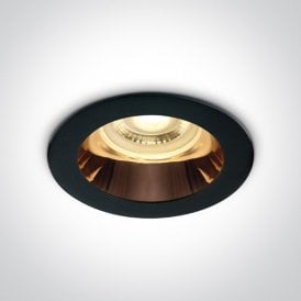 Cove Recessed Fixed Downlight - Black with Copper Reflector