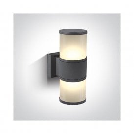 Cylinder Outdoor Up & Down Wall Light - Anthracite & Opal