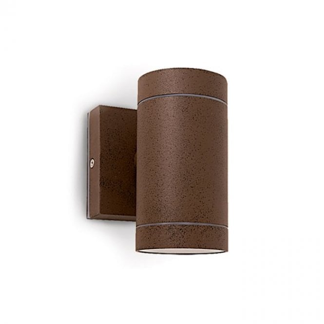 One Light Cylinder Outdoor Up & Down Wall Light - Rust Brown