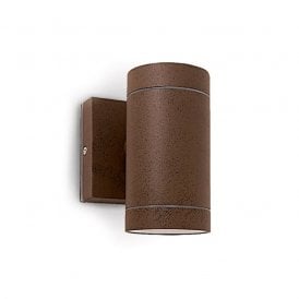Cylinder Outdoor Up & Down Wall Light - Rust Brown