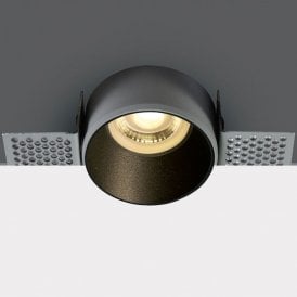 Decorative Trimless Plaster-In Fixed Downlight - Black