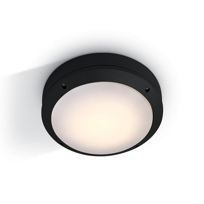 One Light Guard Outdoor Round Flush Light - Black