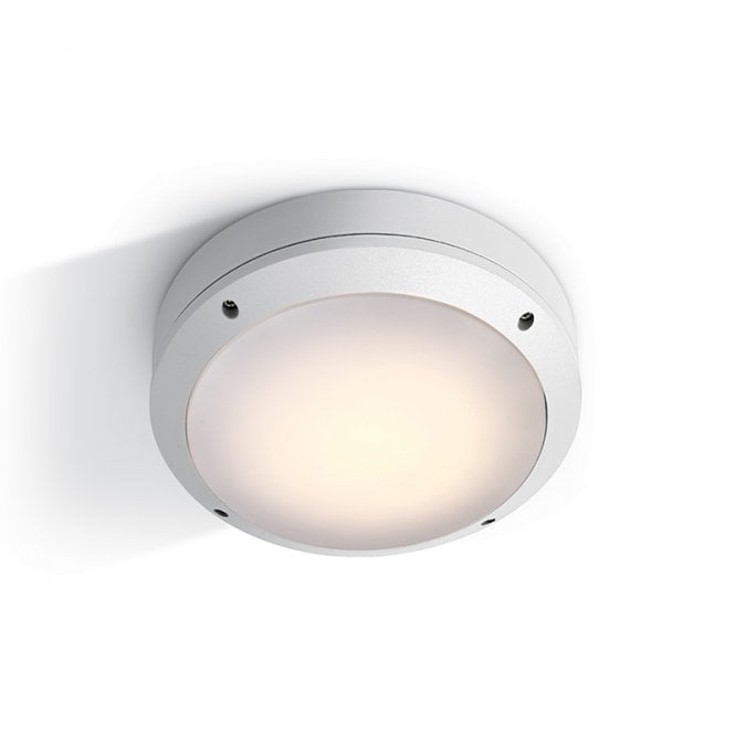 One Light Guard Outdoor Round Flush Light - White