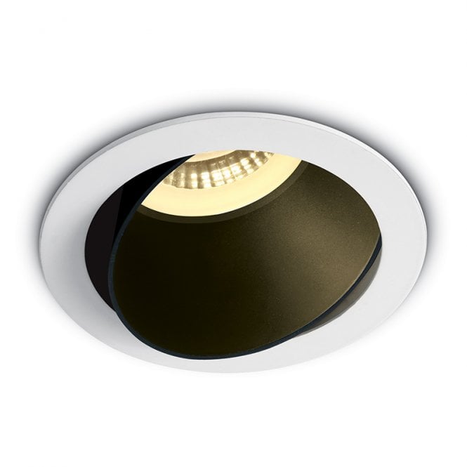 One Light Versa Recessed Adjustable Downlight - White with Black Reflector