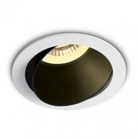 Versa Recessed Adjustable Downlight - White with Black Reflector