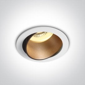 Versa Recessed Adjustable Downlight - White with Brass Reflector