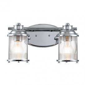 Ashland Bay 2 Light Bathroom Wall Fitting In Polished Chrome Finish with Clear Seeded Glass