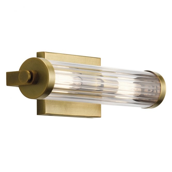 Quintiesse Azores 2 Light Glass Flush Wall Fitting In Natural Brass Finish