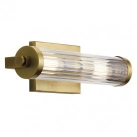 Azores 2 Light Glass Flush Wall Fitting In Natural Brass Finish