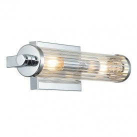 Azores 2 Light Glass Flush Wall Fitting In Polished Chrome Finish