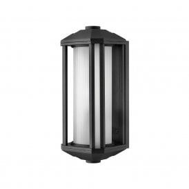 Quintiesse Castelle Single Light Outdoor Medium Half Lantern In Black Finish With White Glass Shade