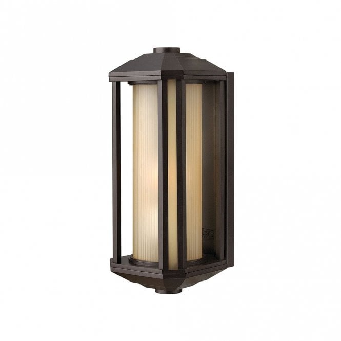 Quintiesse  Castelle Single Light Outdoor Medium Half Lantern In Grey Finish With Amber Glass Shade