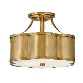 Chance 2 Light Semi-Flush Ceiling Fitting In Heritage Brass Finish