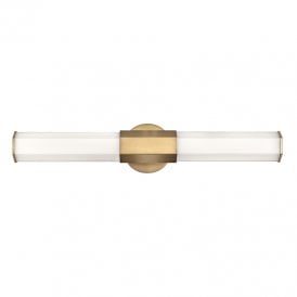 Facet LED Twin Wall Light In Heritage Brass Finish with Opal Etched Glass