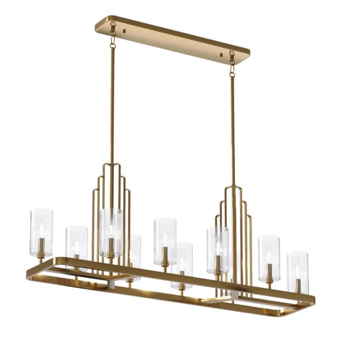 Quintiesse Kimrose 10 Light Bar Ceiling Pendant In Natural Brass Finish