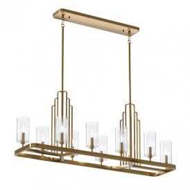 Kimrose 10 Light Bar Ceiling Pendant In Natural Brass Finish