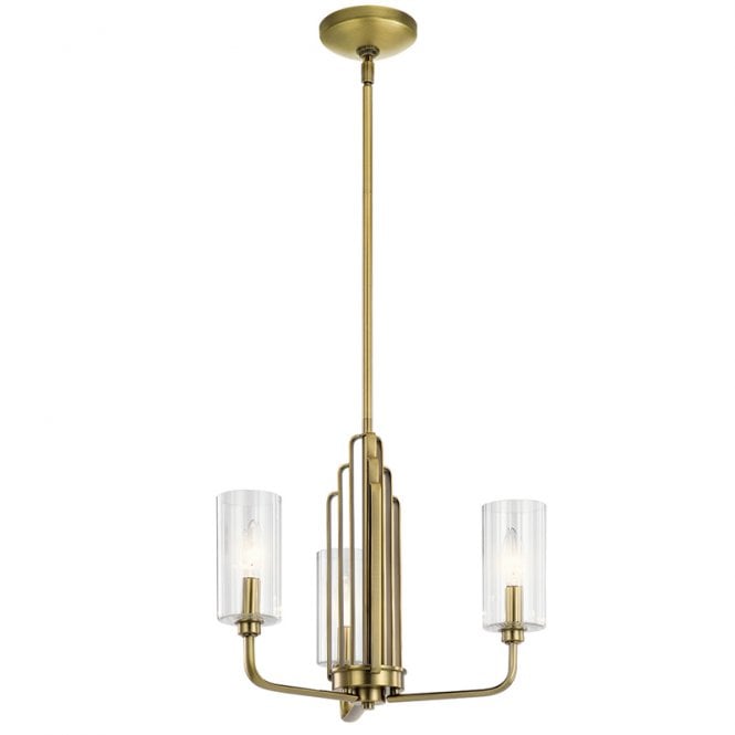 Quintiesse Kimrose 3 Light Chandelier In Natural Brass Finish