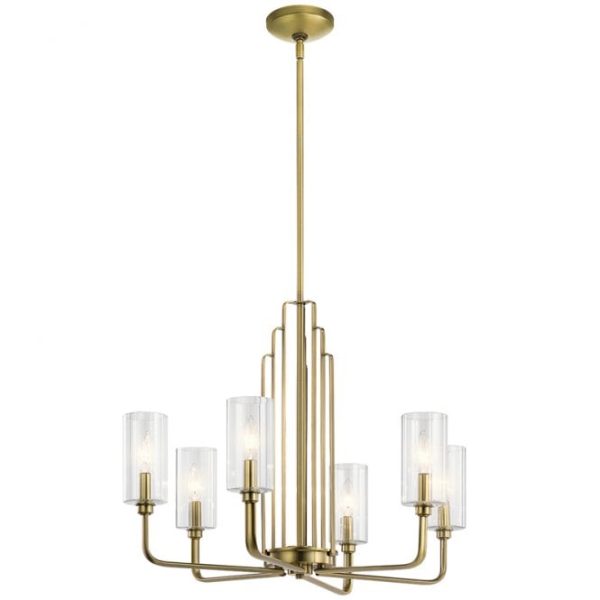 Quintiesse Kimrose 6 Light Chandelier In Natural Brass Finish