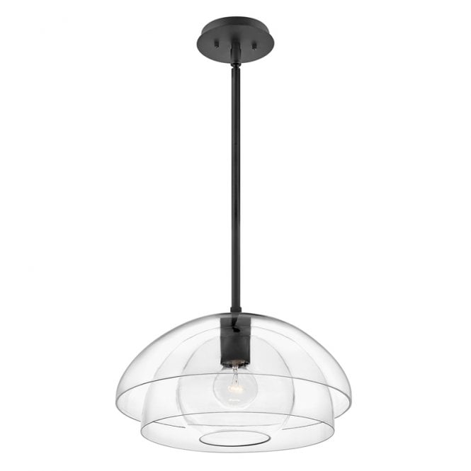 Quintiesse Lotus Single Light Glass Ceiling Pendant  In Black Finish