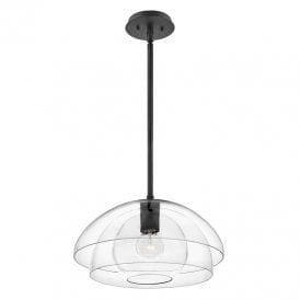 Lotus Single Light Glass Ceiling Pendant  In Black Finish