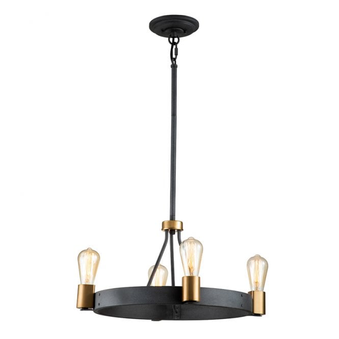 Quintiesse Silas 4 Light Chandelier In Aged Zinc Finish