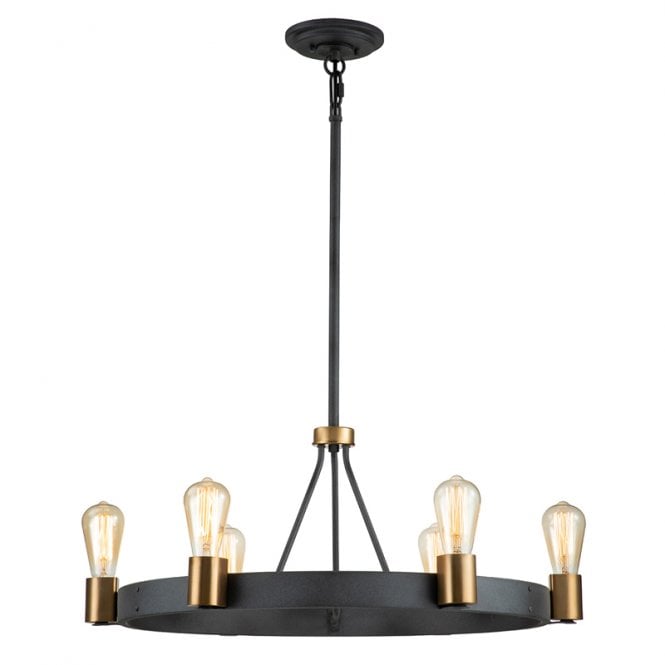 Quintiesse Silas 6 Light Chandelier In Aged Zinc Finish