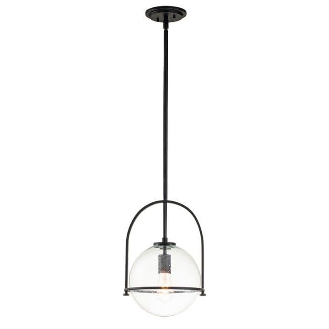 Quintiesse Somerset Single Light Ceiling Pendant In Black Finish with Clear Seeded Glass