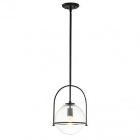 Somerset Single Light Ceiling Pendant In Black Finish with Clear Seeded Glass