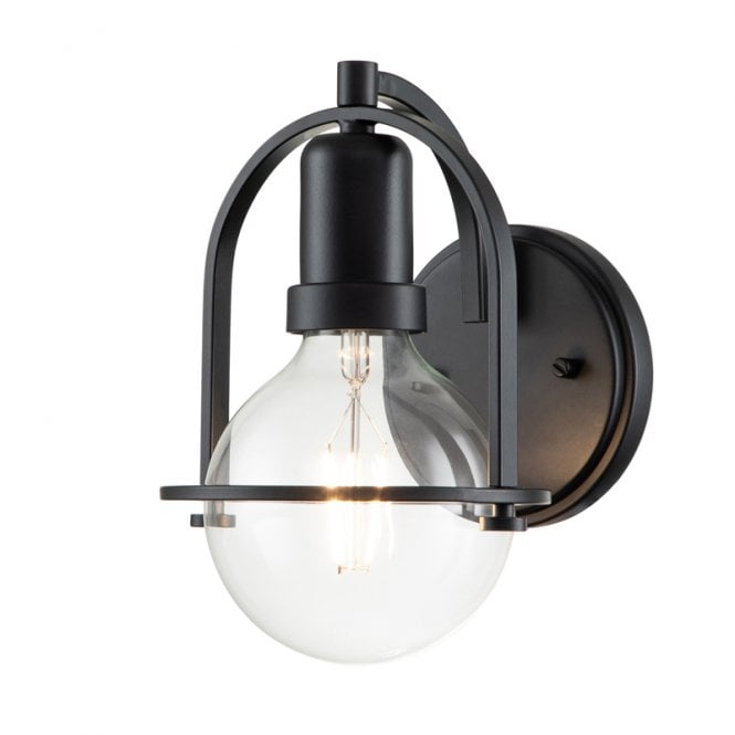 Quintiesse Somerset Single Light Wall Fitting In Black Finish with Clear Bulb