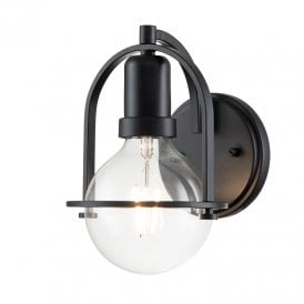 Somerset Single Light Wall Fitting In Black Finish with Clear Bulb