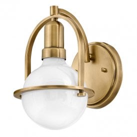Somerset Single Light Wall Fitting In Heritage Brass Finish with Opal Bulb