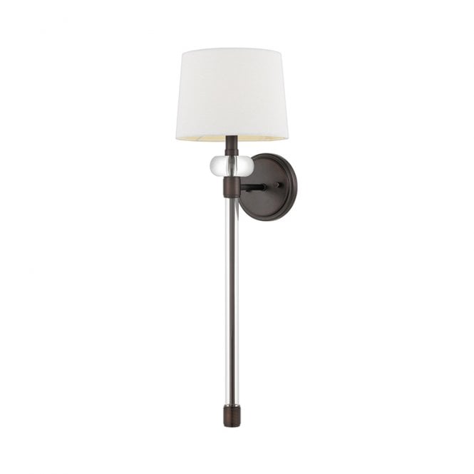 Quoizel Barbour Single Light Wall Fitting in Harbor Bronze Finish with White Shade