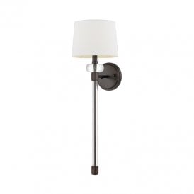 Quoizel Barbour Single Light Wall Fitting in Harbor Bronze Finish with White Shade