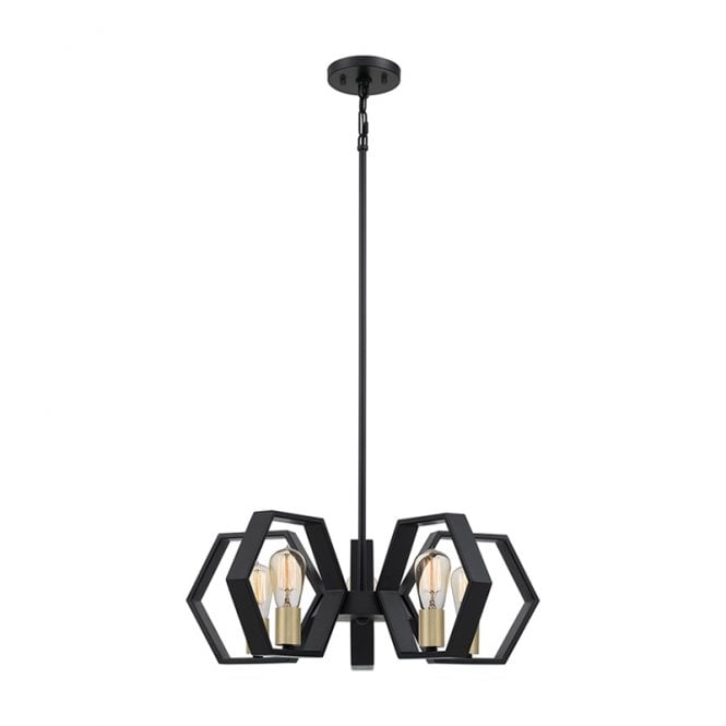 Quoizel Bismarck 5 Light Chandelier In Black And Gold Finish