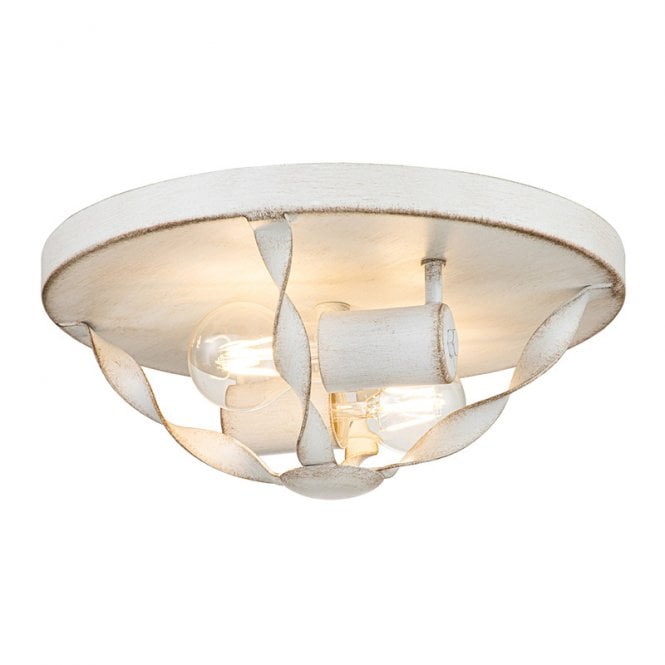 Quoizel Bradbury 2 Light Flush Ceiling Fitting in Antique White Finish