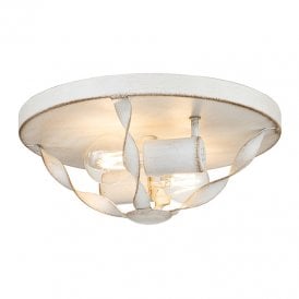 Quoizel Bradbury 2 Light Flush Ceiling Fitting in Antique White Finish