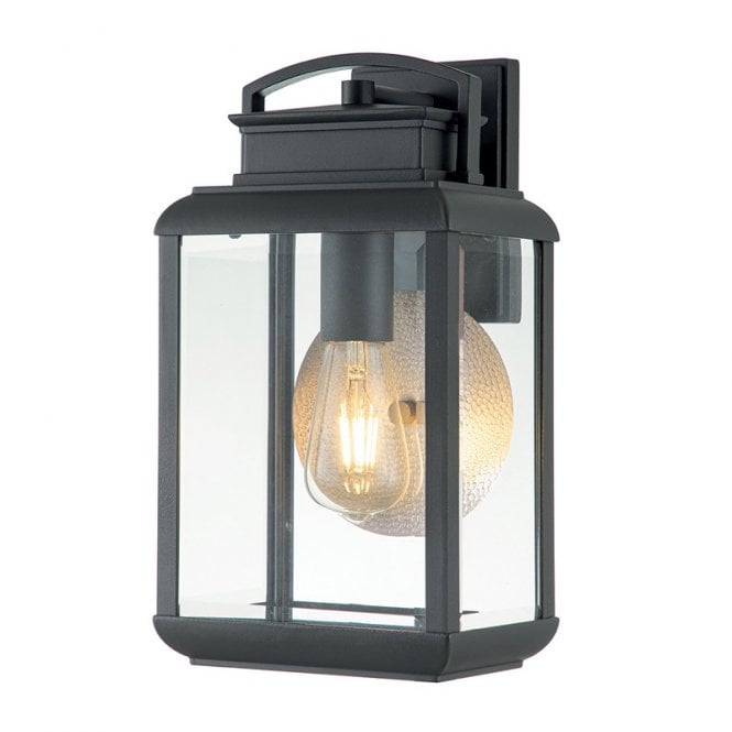 Quoizel Byron Single Light Medium Outdoor Wall Lantern in Graphite Finish with Clear Bevelled Glass