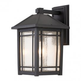 Quoizel Cedar Point Single Light Large Outdoor Wall Lantern in Black Finish with Clear Seeded Glass