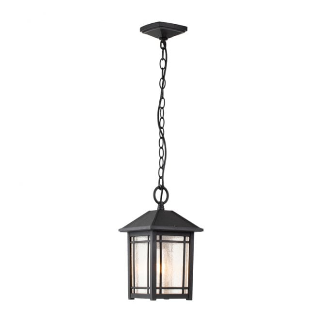 Quoizel  Cedar Point Single Light Pendant Porch Lantern in Black Finish with Clear Seeded Glass