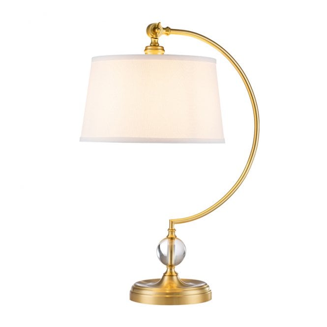 Quoizel Jenkins Single Light Table Lamp In Brushed Brass with Cream Shade