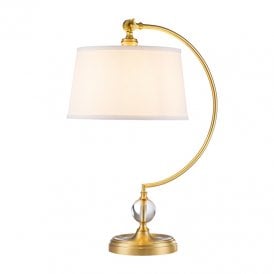 Quoizel Jenkins Single Light Table Lamp In Brushed Brass with Cream Shade