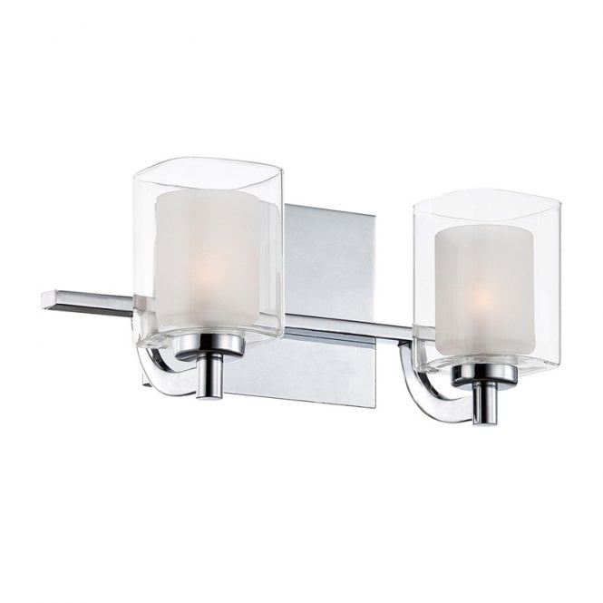 Quoizel  Kolt 2 Light Bathroom Wall Light in Polished Chrome With Glass Shades