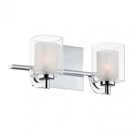 Quoizel Kolt 2 Light Bathroom Wall Light in Polished Chrome With Glass Shades