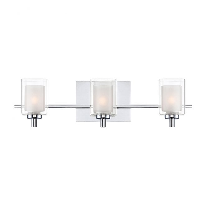 Quoizel  Kolt 3 Light Bathroom Wall Light In Polished Chrome With Glass Shades
